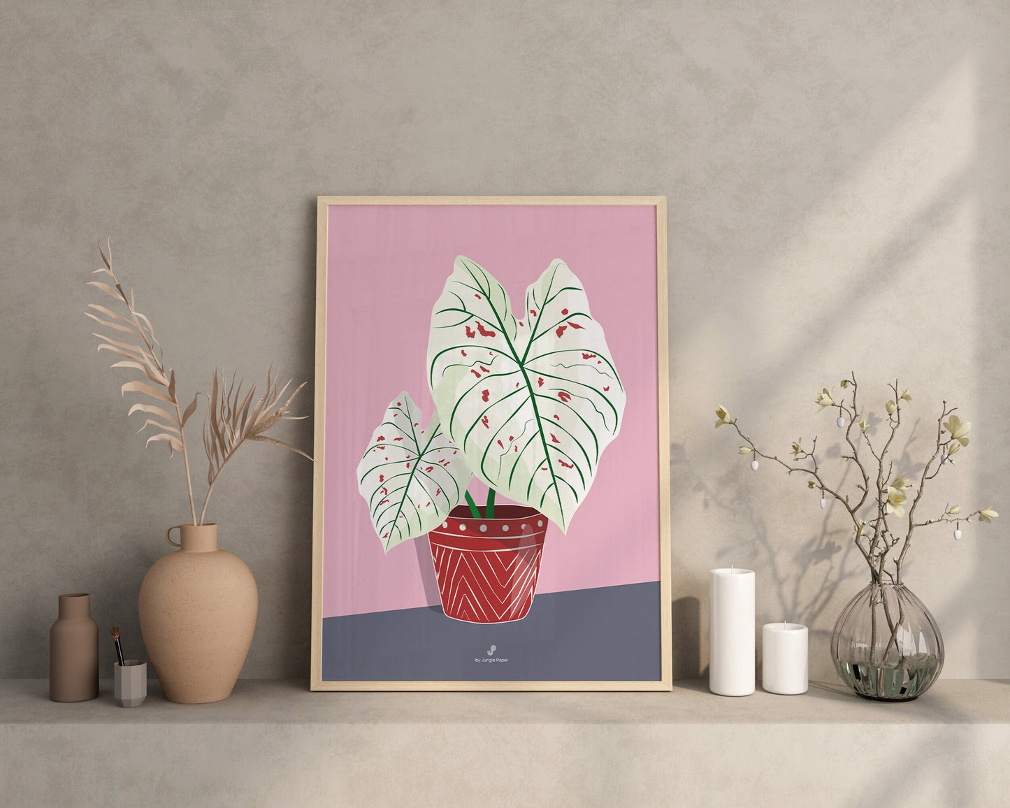 Affiche Caladium Strawberry star Jungle Paper