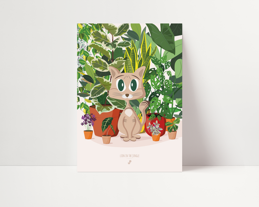 Affiche Chat Plantes Jungle Paper