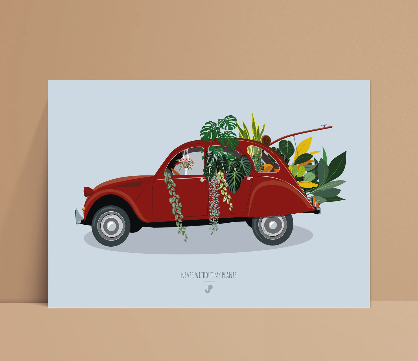Affiche Voiture 2CV Plantes Jungle Paper