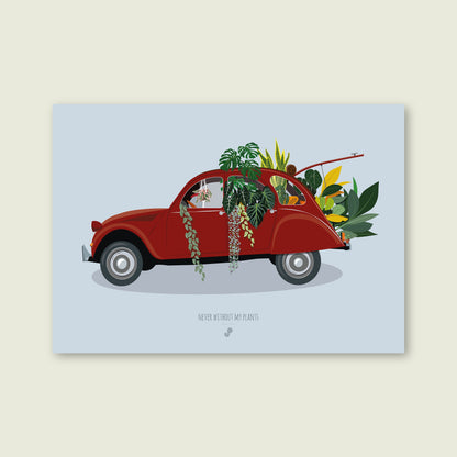 Affiche Citroën 2CV Plantes Jungle Paper